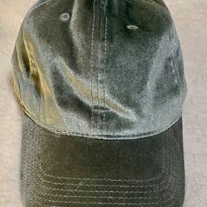 Steel blue velvet baseball cap